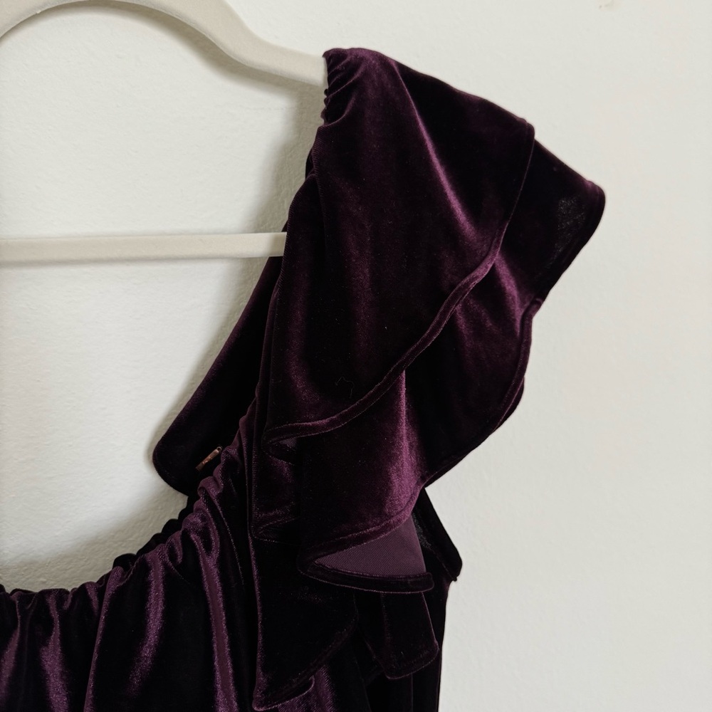 Misa Los Angeles Deep Purple Velvet Ruffle Top - Picture 5 of 10